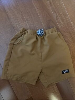 Kids Mustard Elastic-Waist Casual Shorts with Drawcord